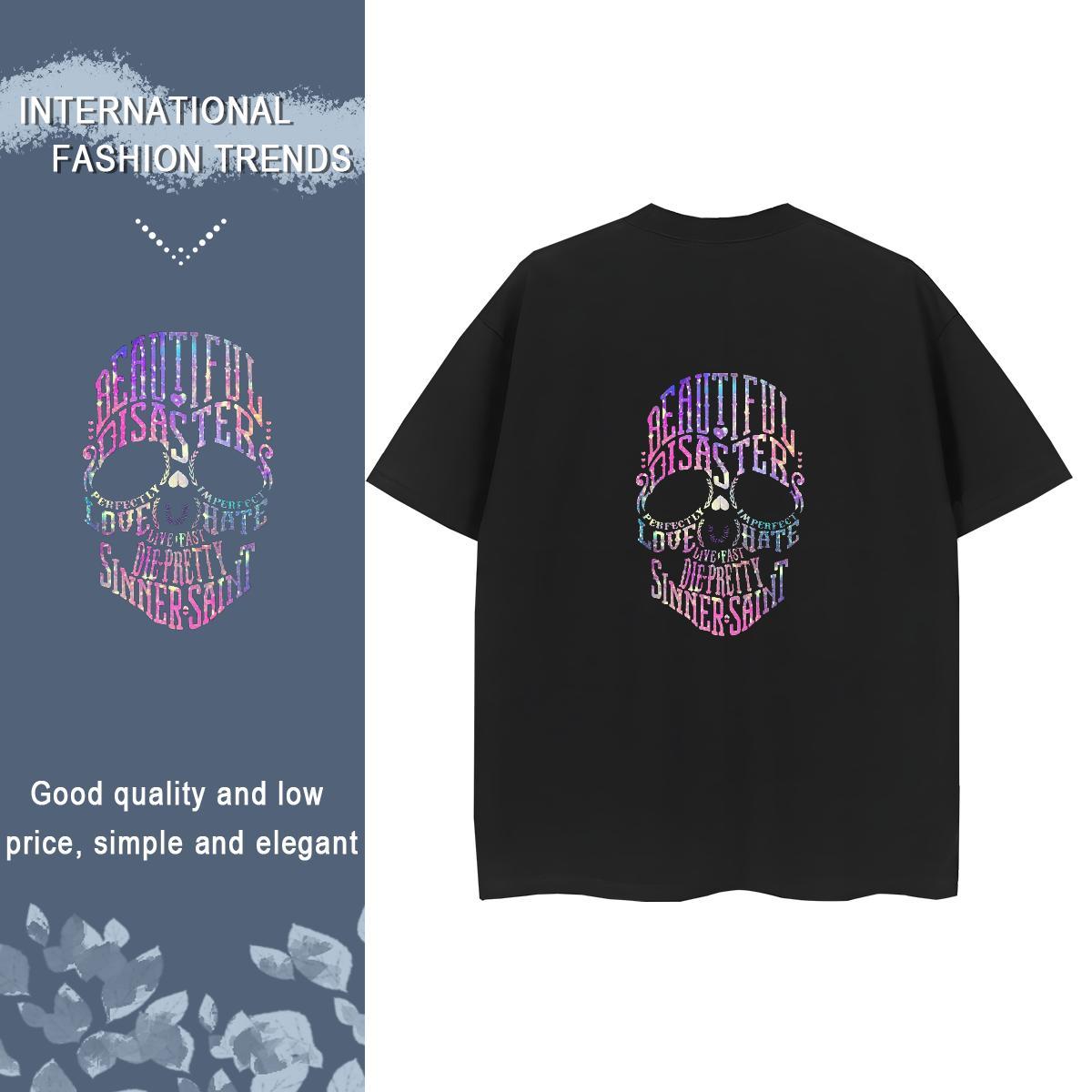 2024 Designer T-Shirts for Women 230g Pure Cotton Breathable Short Sleeve Summer Casual skull Unisex Tshirts Popular DIY Anime Clothings