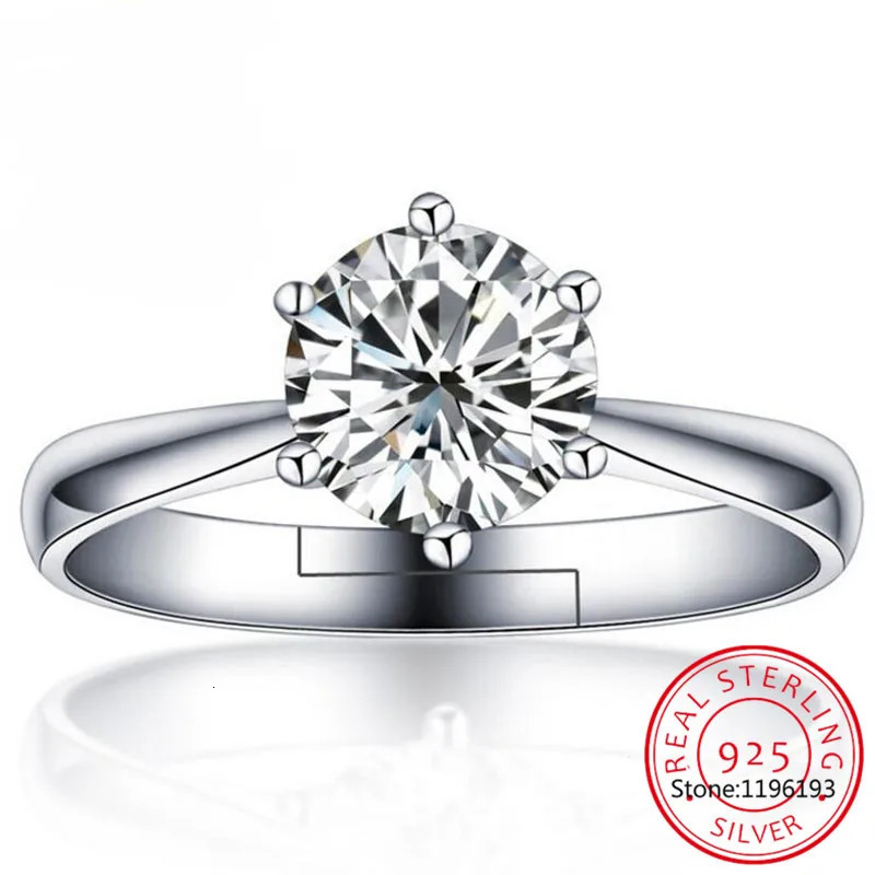 Ring Womens Trend 1 Mosaic Card Engagement Ring 925 Silver 18K White Gold Exquisite Jewelry 241007