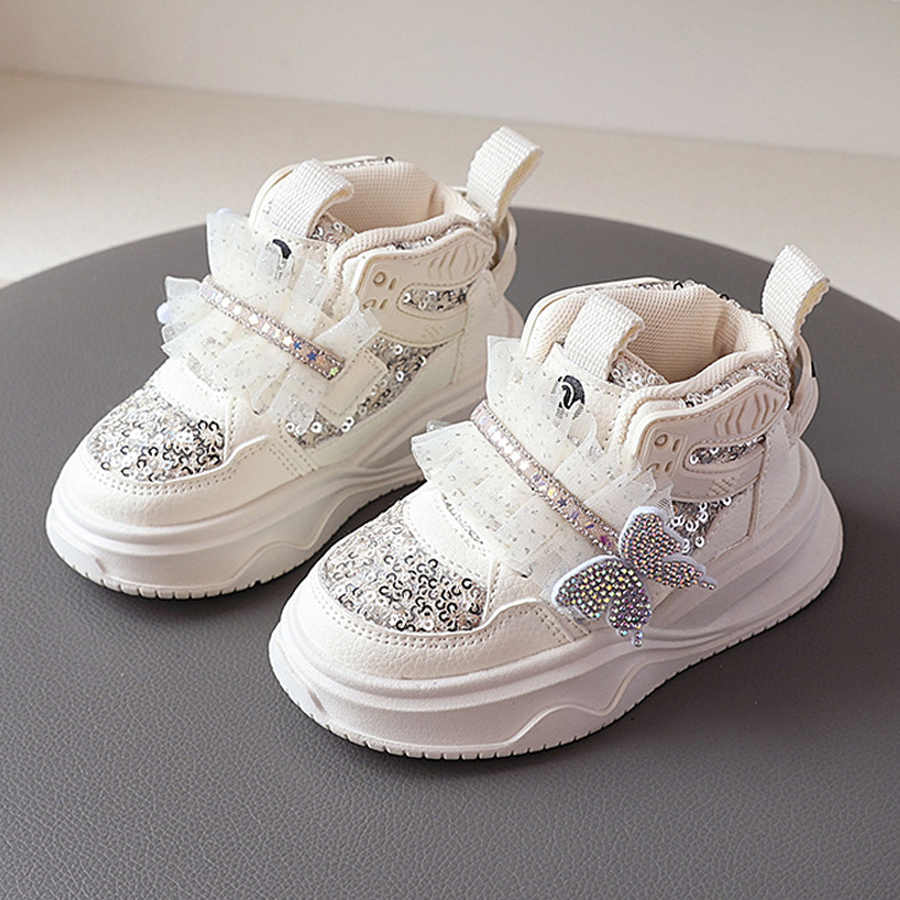 Girls Sneakers 2025 Fashion Children Platform Happysteps with Butterfly Shining Tennis Comforable Kids Sport Shoes Sizes 21 - 30