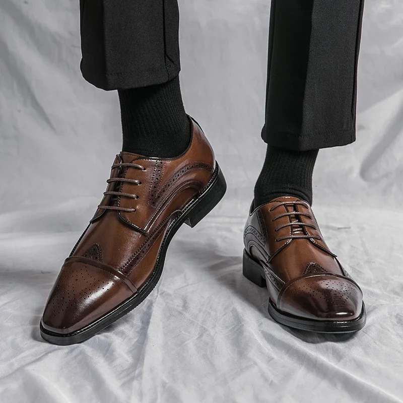 mens Oxford shoes with printed classic fashion leather shoes on the upper formal party business mens leather shoes on the upper 241007