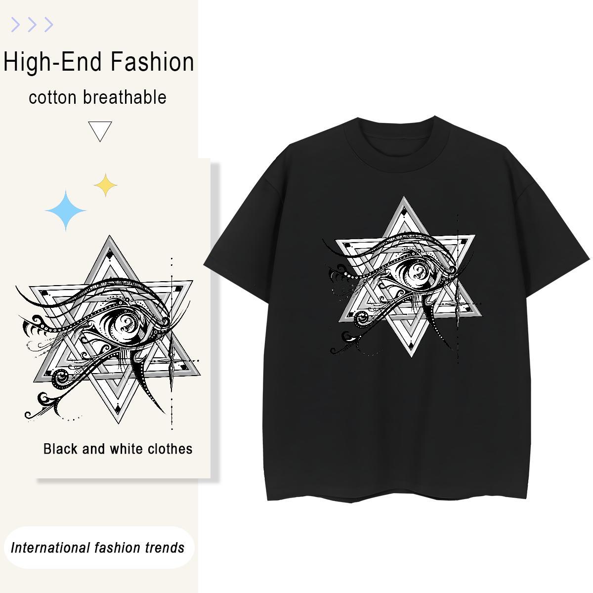 2024 T Shirts Women 230g Pure Cotton Crew Neck Breathable Casual Beach eye of the devil Unisex Tshirts Brand Floral Print Tees