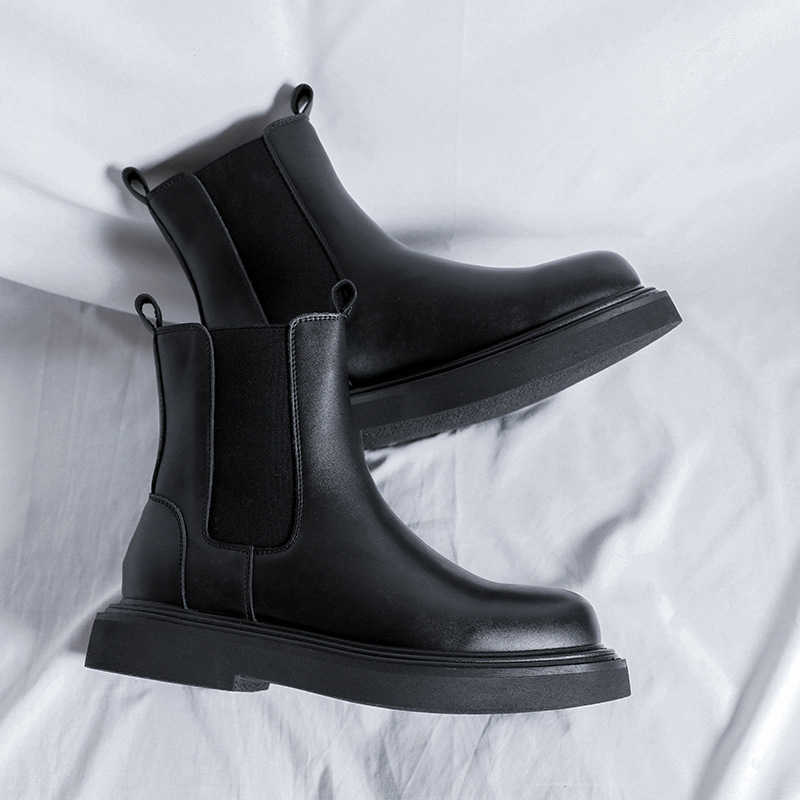 Martin Boot Chelsea Boots Mens British Style Ankle Boots Summer High Top Leather Shoes Handsome Motorcycle Martin Boots Fashion Boots 240927