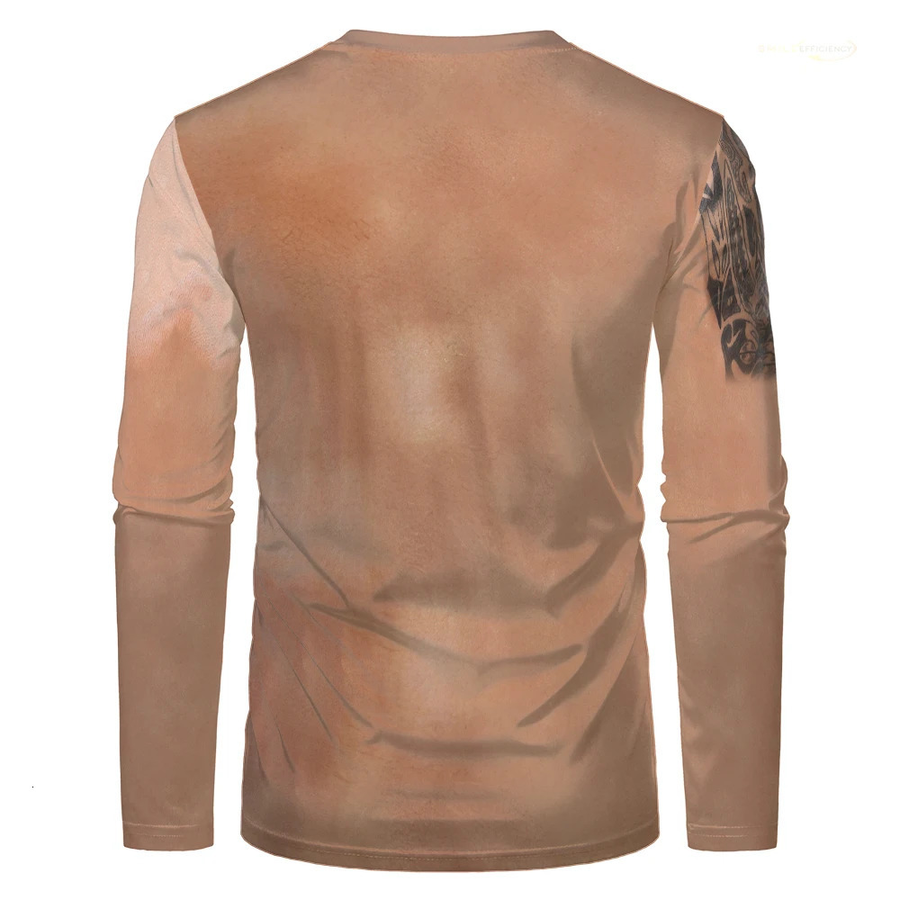 Funny Muscle Body 3D Print Clothes Tshirt Muscular Fashion Casual Long Sleeve T Shirt Halloween Cosplay Men Women Kids Tee 241011