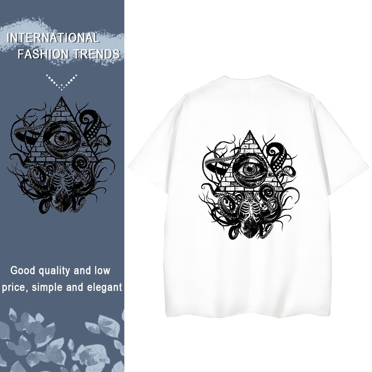 Brand T-Shirts for Women 230g Cotton O Neck Short Sleeves High Street Hip Hop eye of the devil Women Tees Unisex Customized Print Tees Shirts