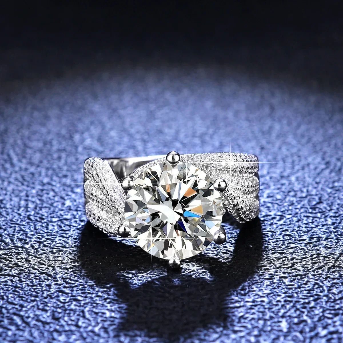 platinum Pt950 18k 5- all Mo silica diamond ring womens D-color jewelry wedding engagement ring gorgeous 241007