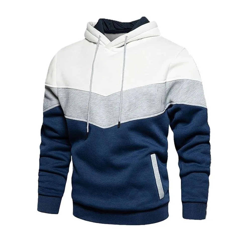 Fashionable mens and womens couples hoodie three tone contrasting hooded casual sports top 241011