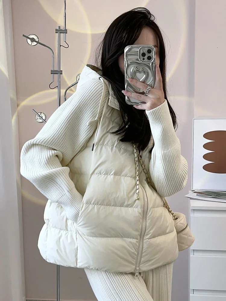 Womens hooded sweater knitted cardigan autumn and winter Y2K casual inflatable jacket sweater jacket 241009