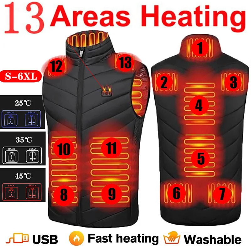 17 Areas Electric Heated Vest Usb Heating Vest Heated Jacket Men Women Heated Bodywarmer Usb Inner Heat Vest Veste Chauffante 241011