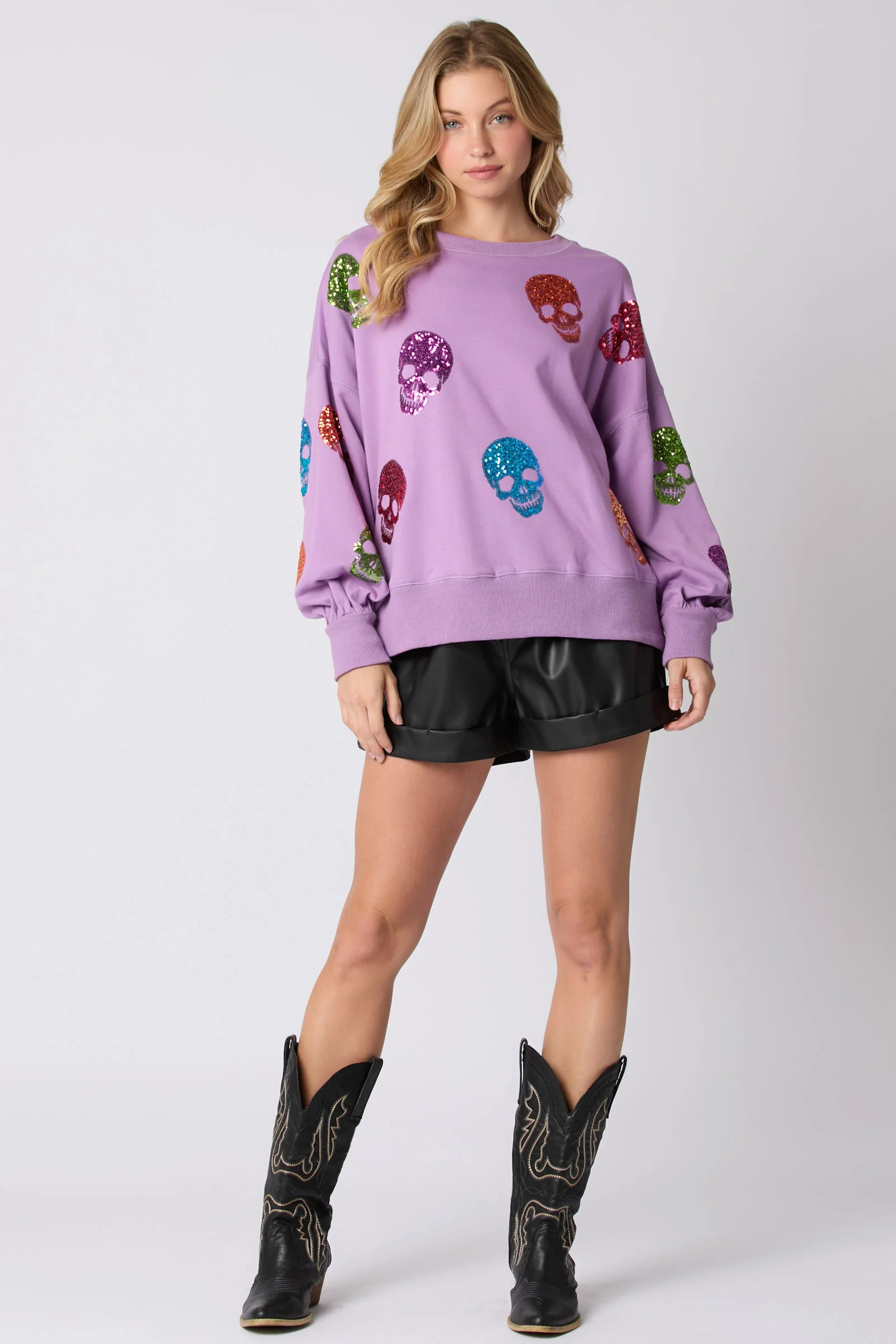 Halloween Christmas Skull Glitter Hoodie Loose Casual Pullovers Top For Women 2025 241011