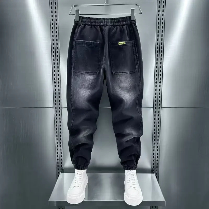 Black gradient harem Bagi jeans Harajuku street fashion streetwear ner mens clothing 241008