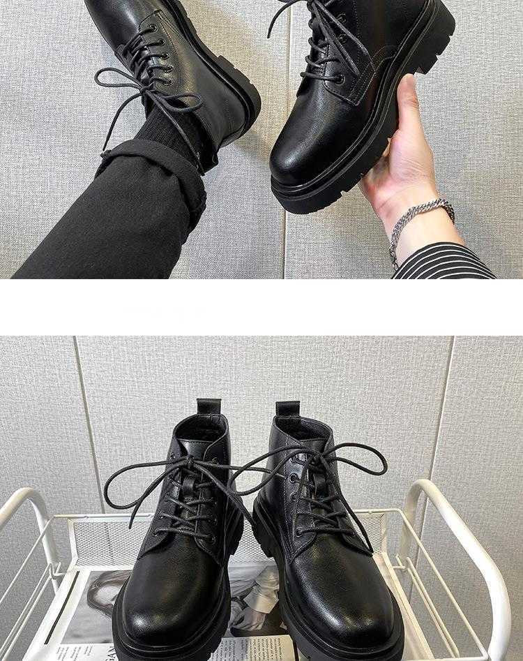 Martin Boot Breathable Ankle Boots Mens Mid Top Korean Style Trendy Leather Boots Mens British Versatile Casual High Top Leather Shoes Fashion Boots 2