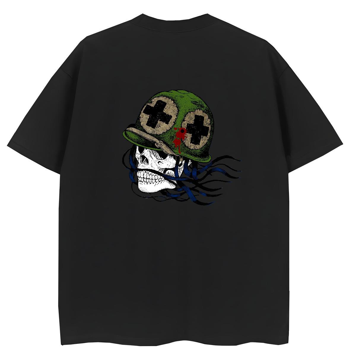 Designer T-Shirts 230g Pure Cotton Crew Neck Breathable Casual Beach skull Unisex Tshirts Brand Custom Printing Wear
