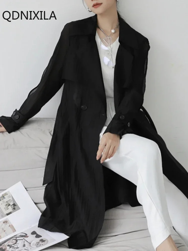 Summer Ultraviolet-proof Trench Coat for Women Korean Fashion Thin Style Shirt Blouse Top Women Autumn Womens Clothing 241010