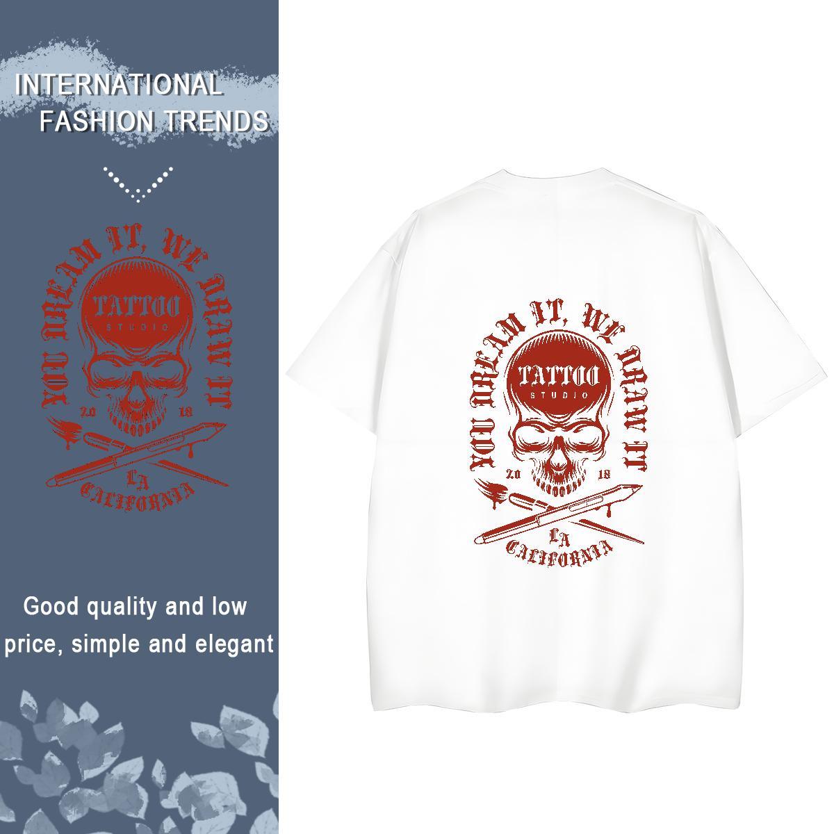 TOP Quality T-Shirts for Women 100% Cotton 230g Comfortable Street Wear skull Couples T Shirts 5A Plus Size Custom Tops Shirt