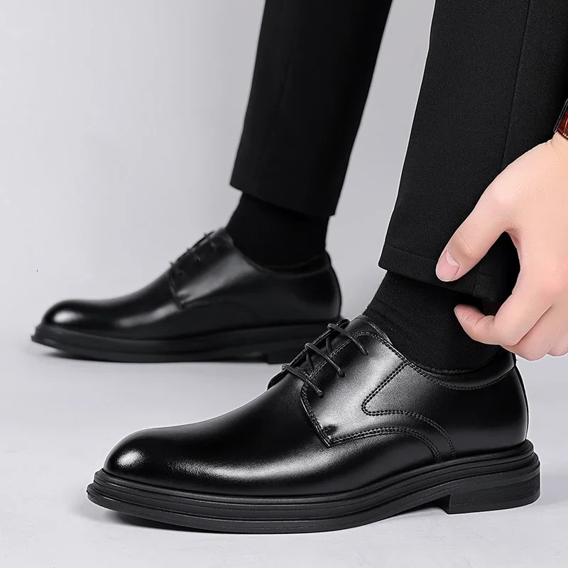 Winter mens shoes elevator shoes warm fur casual classic business high leather shoes 8CM 6CM Moccasins taller mens shoes 241007