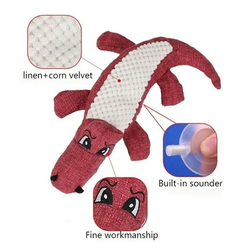 Interactive Pet Chew Toys Cartoon Animal Plush Alligator Shape Dog Sound Toy Grind Teeth Dog Training Toys Supplies Dog Products