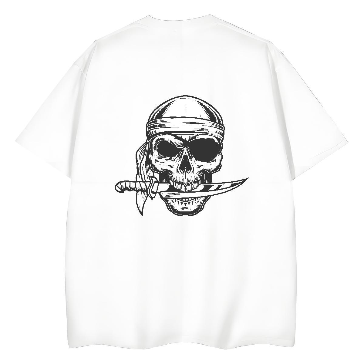 Fashion New T-Shirts for Women 100% Cotton 230g Crew Neck Breathable Hip Hop skull Unisex Tshirts Nice Floral Print Clothes Shirt