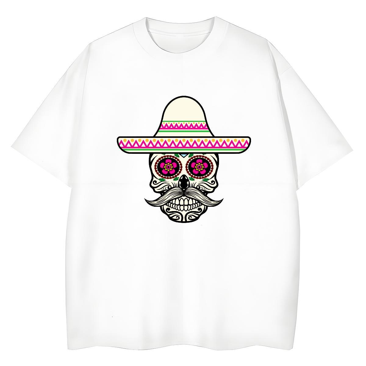 Casual New T-Shirts for Women 230g 100% Cotton O Neck Short Sleeves Hip Hop Street skull Tshirt for Man Woman Popular Anime Print Tshirts