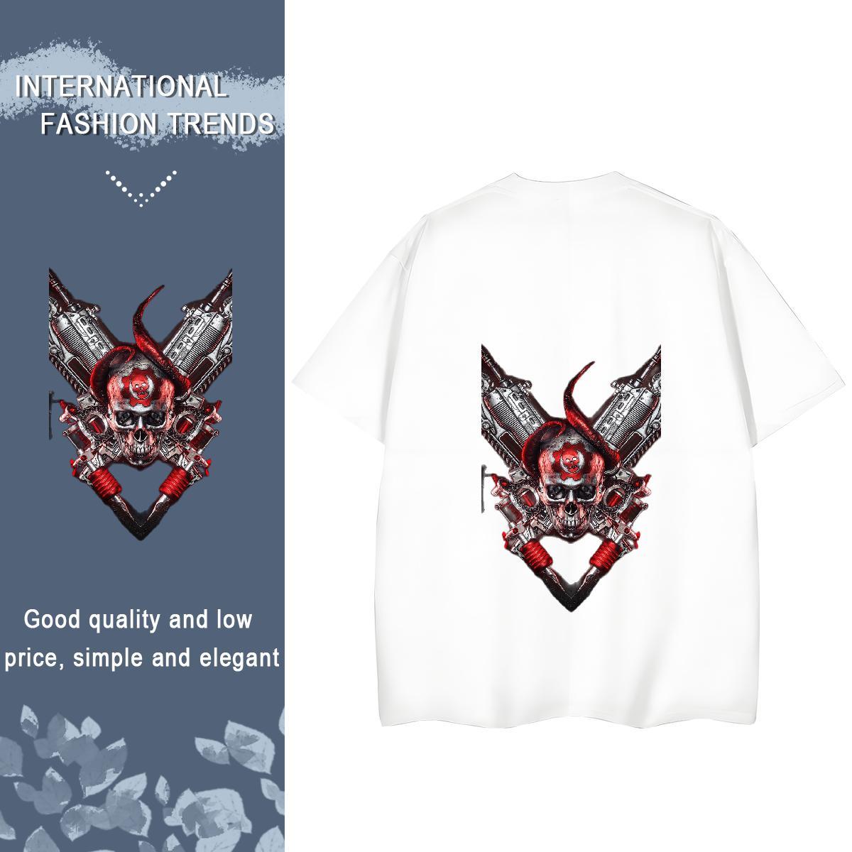 Brand T Shirt For Woman 230g Pure Cotton Short Sleeve O-Neck Spring Summer skull Lady T shirt Wholesale Anime Print Tops Shirt