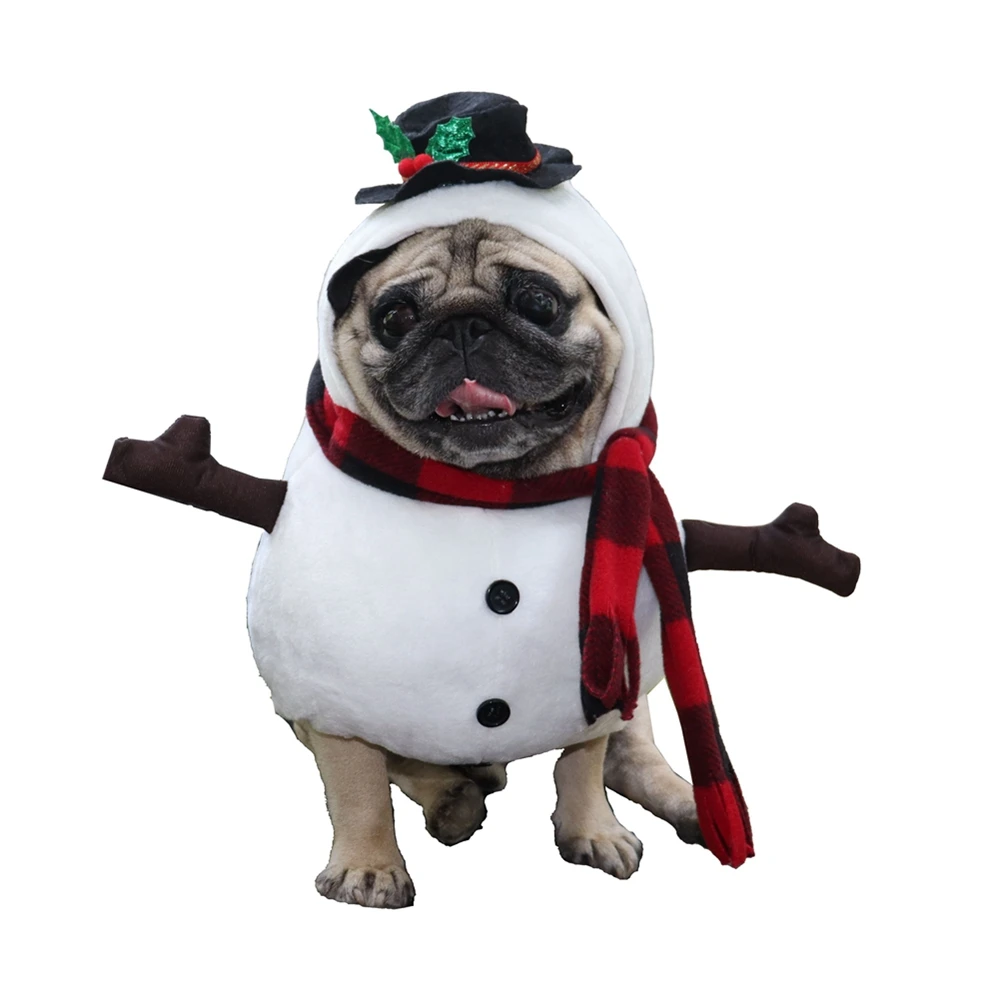 Pet Christmas Snowman Upright In Funny Clothes Dog Halloween Party Pet Cosplay Decorated Costume Warm Cat Jacket Hoodie Outfits