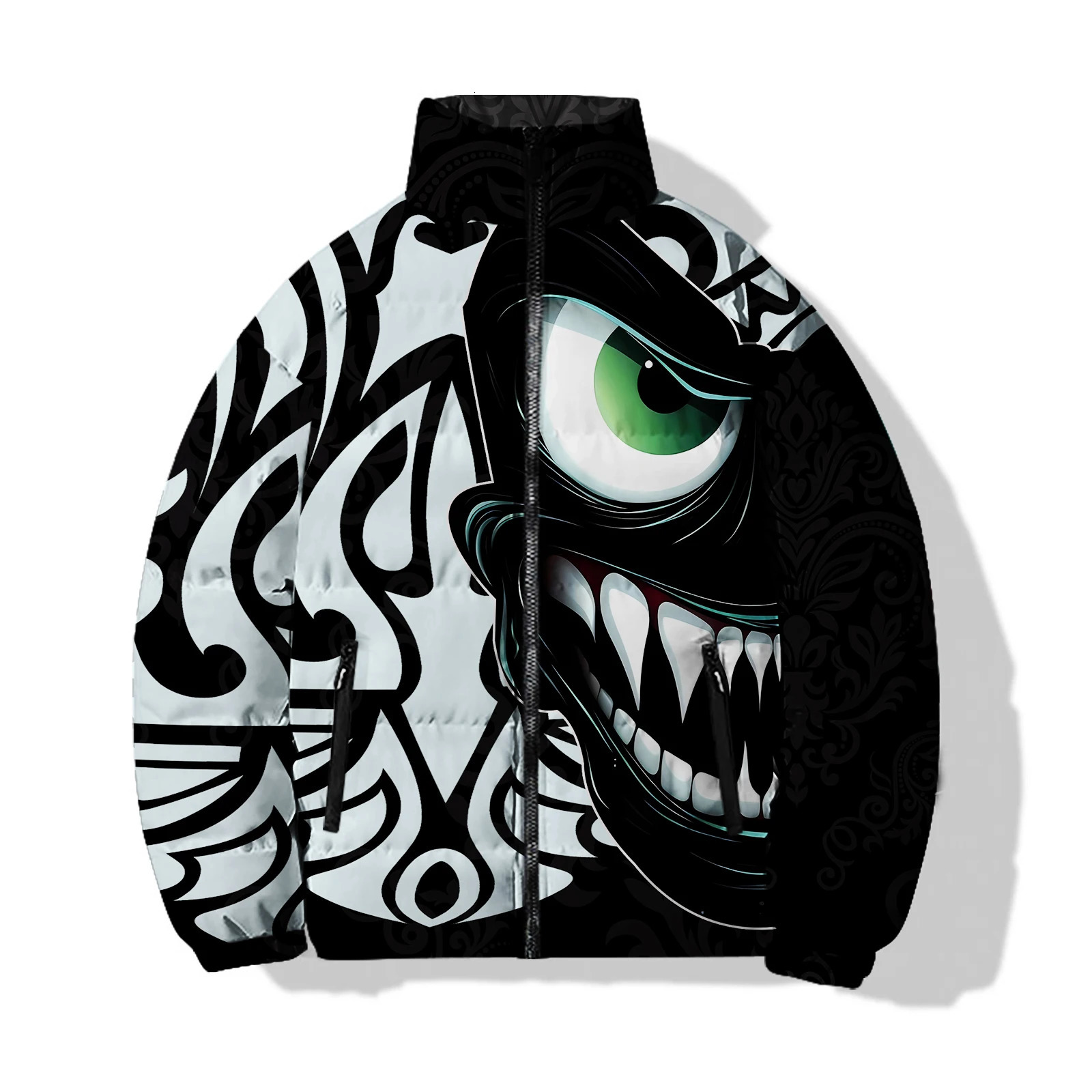 Exquisite Parka Winter Man Warmth in Down Coats Fear 3D Printing Mens Coat Skeleton Demon Cool High Quality Parkas 241009