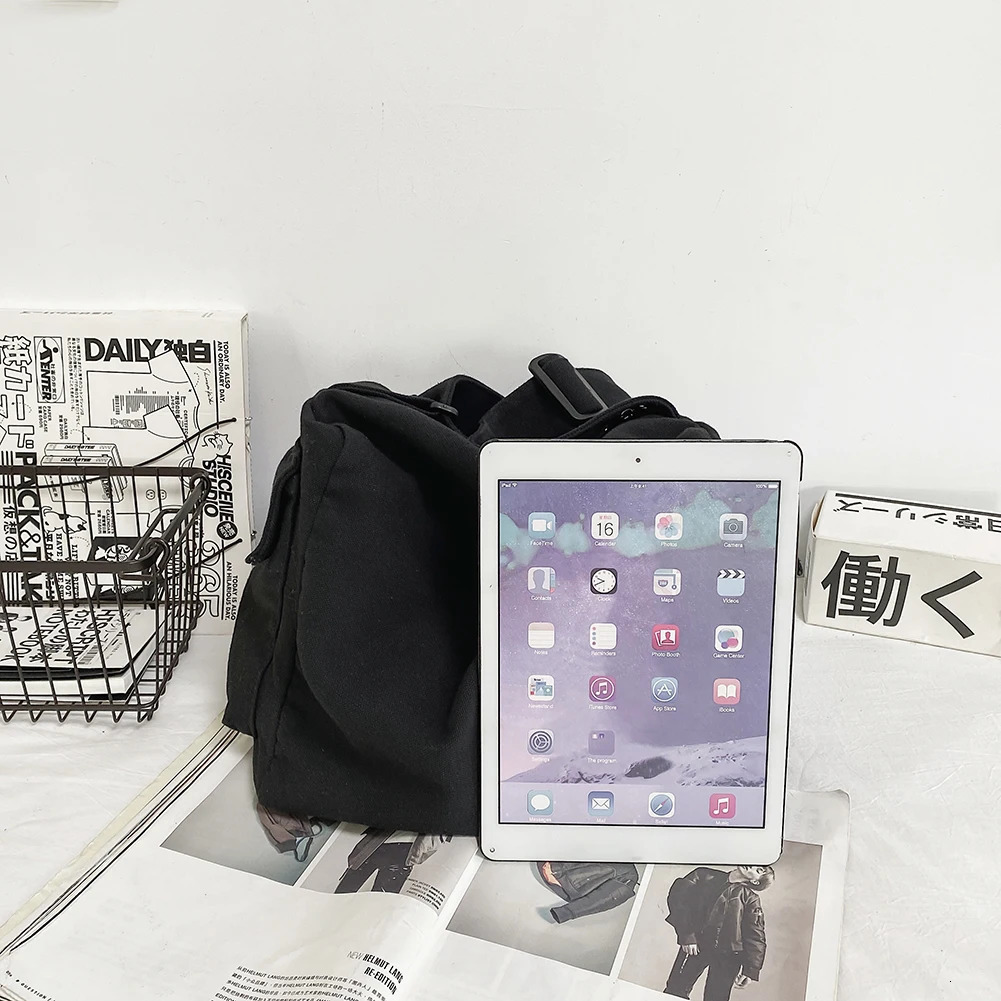 Cross bag zipper closure homeless handbag large capacity canvas shoulder bag 11.4x9.8 height x8.7 width in shopping travel school 241007