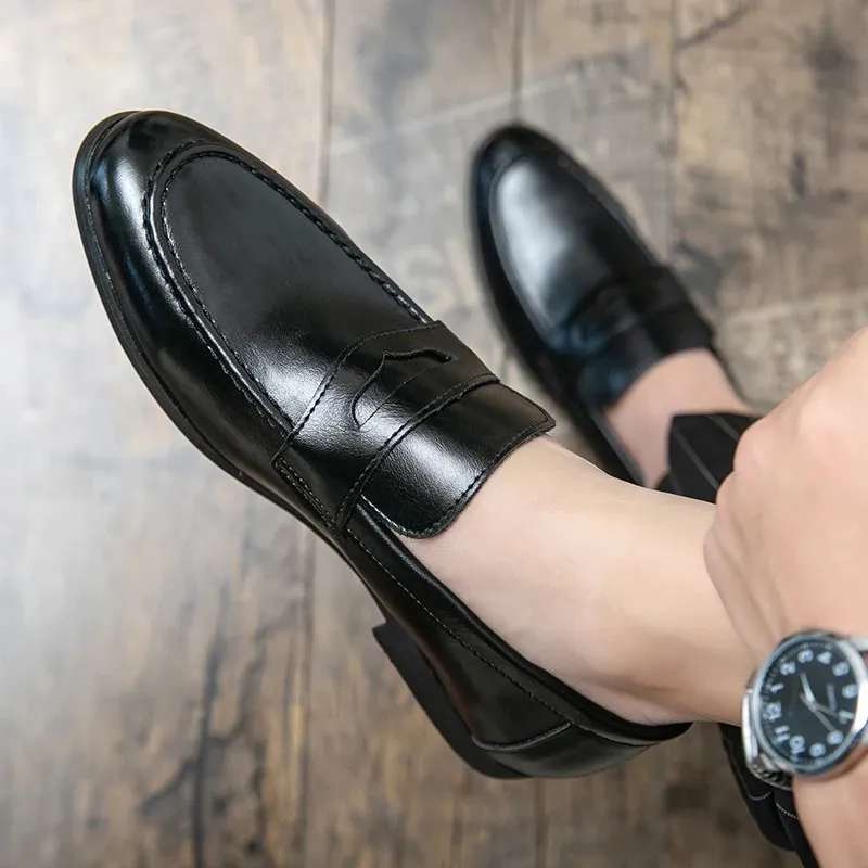 Spring and Autumn Loafers Slip-On Business Formal Casual Brown MenShoes Leather Men Dress Shoes Large Size 38-48 240701 241122