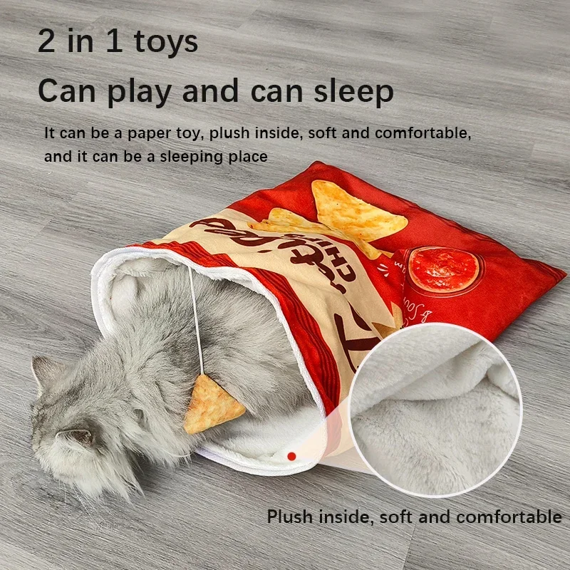 Pattern Designs Cat Tunnel Toy, Collapsible Interactive Cat Drill Bag Pet Toy With Plush Ball, Cat Tunnel Bag