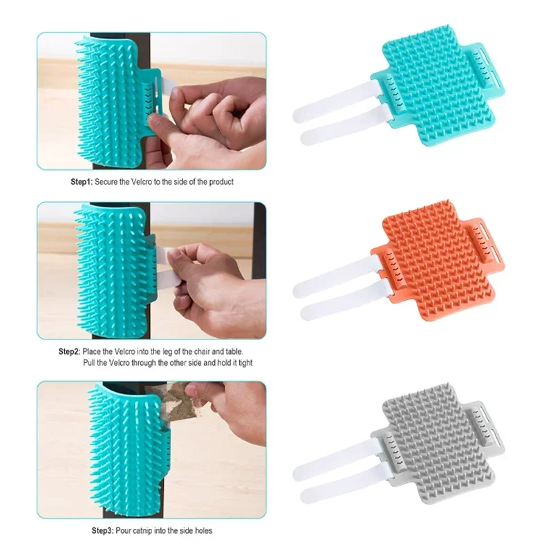 2024 New Cat Comb Desk Corner Self Groomer Brush No Damage To Furniture Cats Scratcher Brush Cats Scrubbing Hair Remover Brush