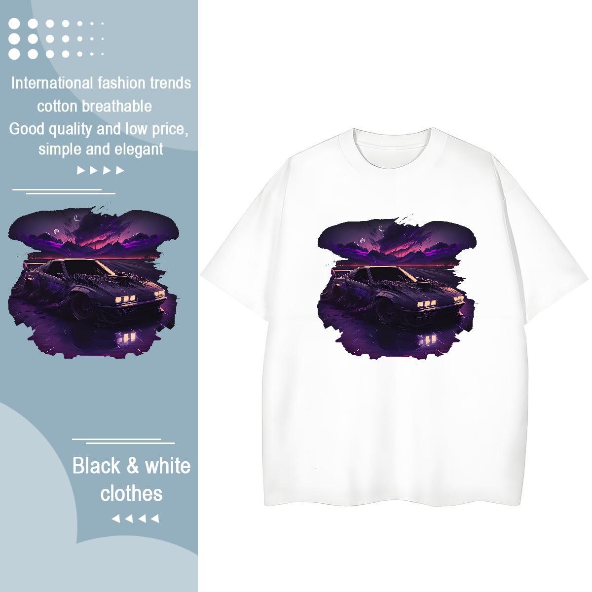 2024 Casual T-Shirts for Women 230g Pure Cotton Round Neck Short Sleeve Sports Street Wear car Unisex Tshirts Loose Customized Tops Shirt