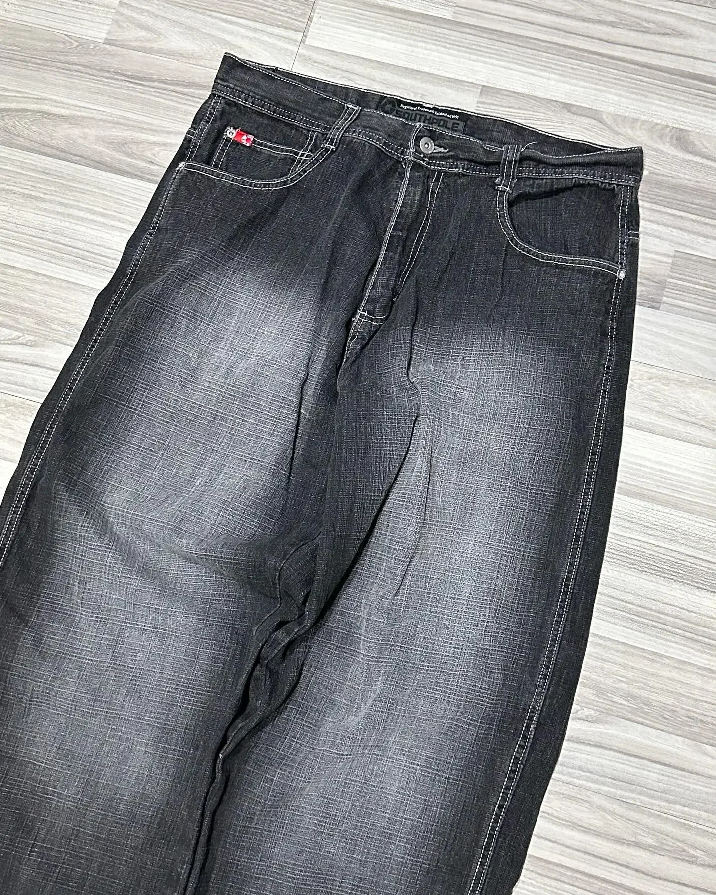 00s American fashion pattern embroidered loose jeans mens street casual clown dragged ultra wide leg pants couple 241008