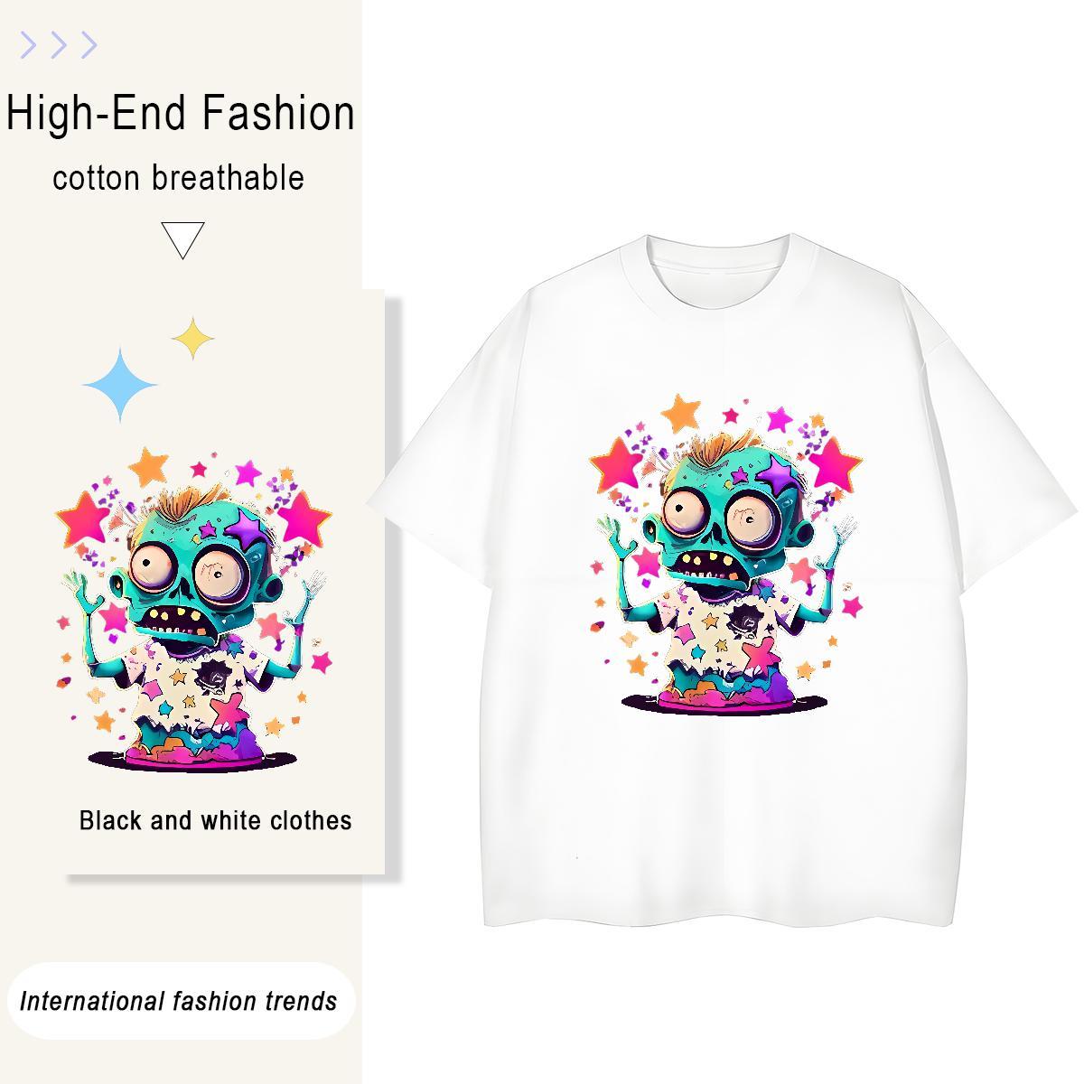 2024 Women T Shirts 230g Cotton Short sleeve Soft Beach skull Lady T shirt Loose DIY Logo Tops Tees