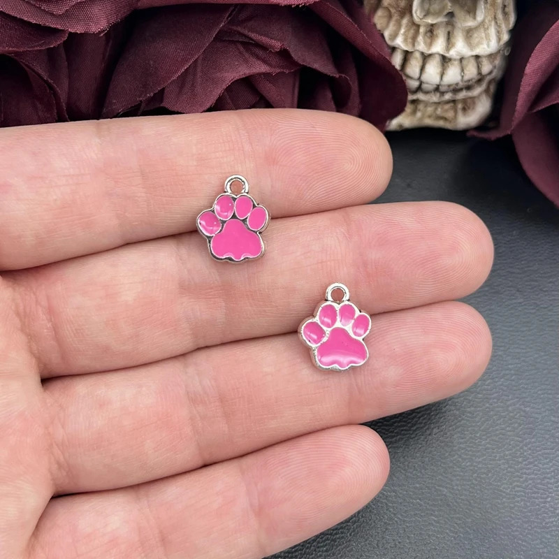 15pcs 1512mm 4 Color Dog Paw Print Charms for Jewelry Making Enamel Footprint DIY Earrings Pendants Necklaces Findings 241010