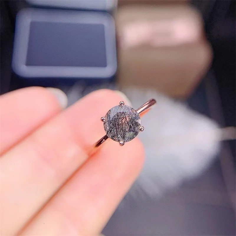 Simple style black diamond ring diamond engagement ring 925 sterling silver card holder womens gift ring 241007