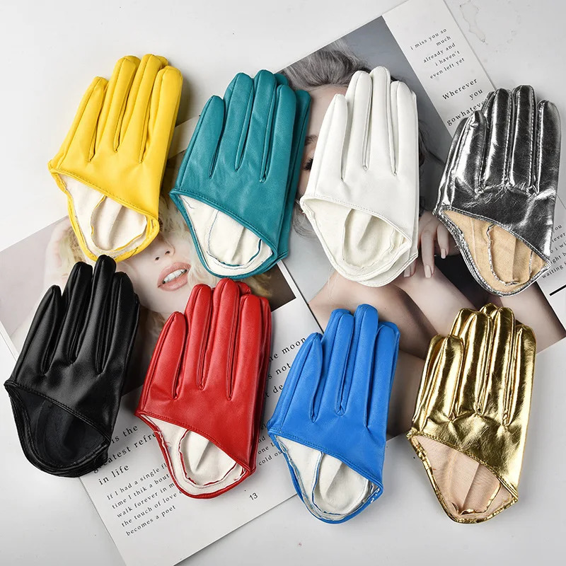 Harajuku Dark Lolita Half Palm Punk Gothic Womens Stage Performance Gloves Pole Dance Nightclub Synthetic Leather 241009