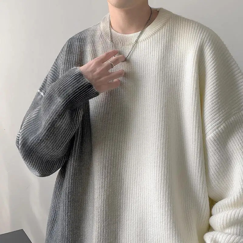 Fashion printed O-neck tie dye sweater mens clothing autumn item loose casual floral long sleeved full matching Korean top 241007