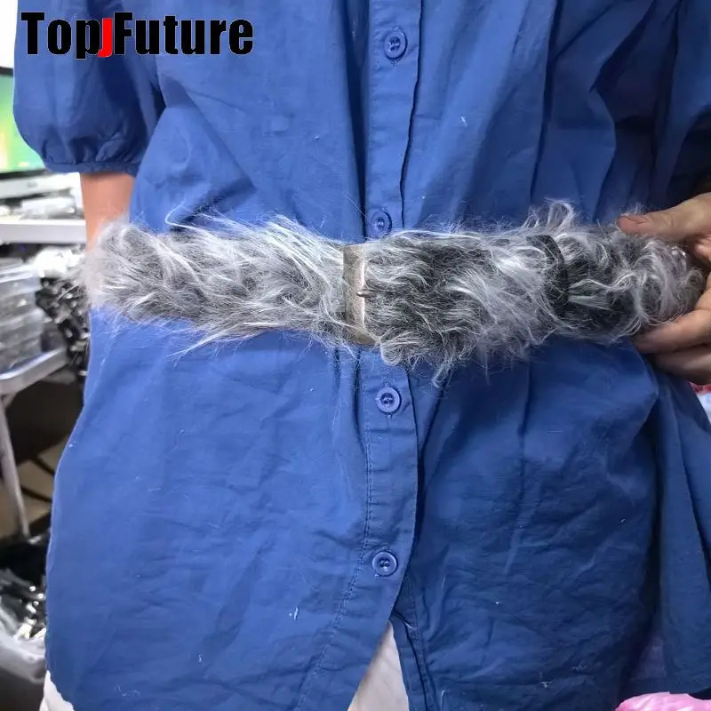 Y2K Girl Harajuku Western Cowboy Girl Cowboy Fur Long Fox Fur Punk Belt Womens Gothic Cinto de Strass Ceinture Gift Belt 241010