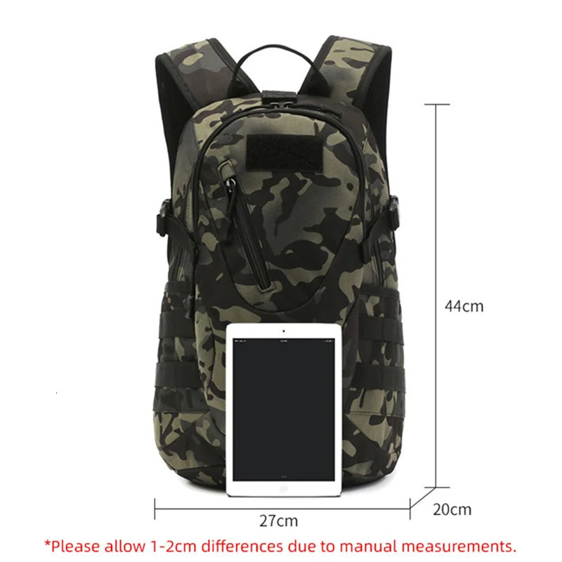 20L Tactical Backpack Camping Bag Hiking Rucksack Camouflage Men Travel Mountaineering Outdoor Sports Shoulder USB School Bag 241008