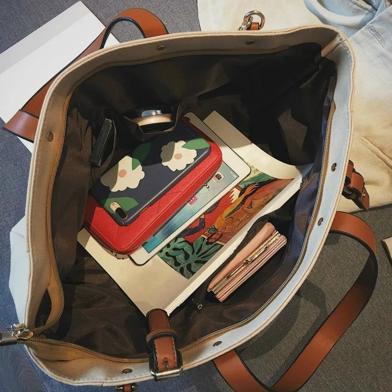 shoulder bag Korean version INS Crossbody canvas high-capacity travel handbag 241008