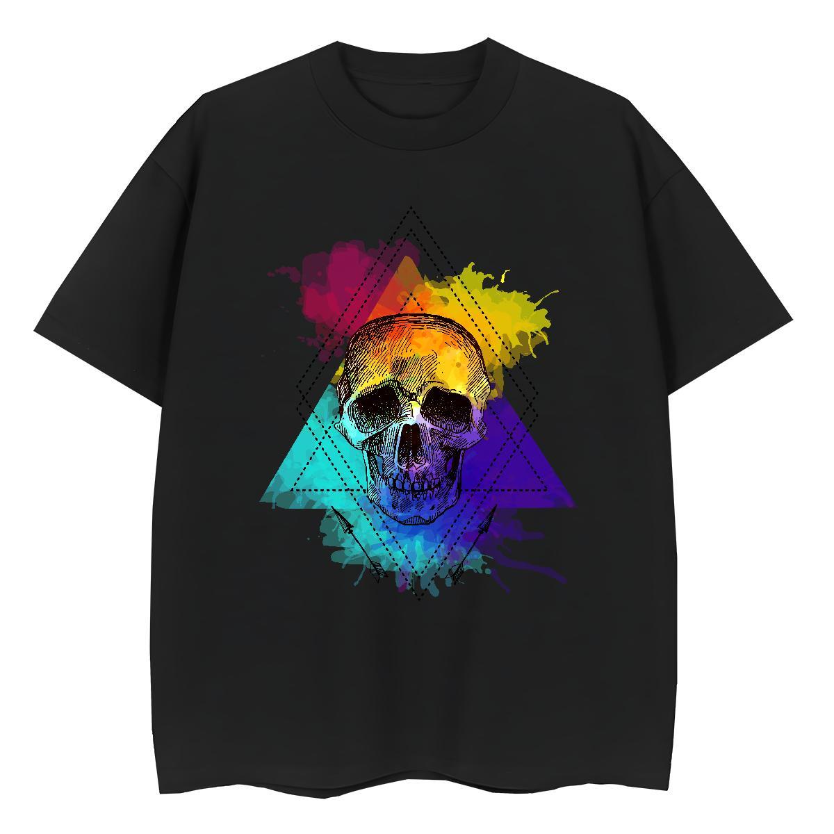 2024 DIY T Shirt For Woman 230g 100% Cotton Short Sleeve O-Neck Street Wear skull Tshirt for Man Woman Female DIY Anime Printed Tshirts