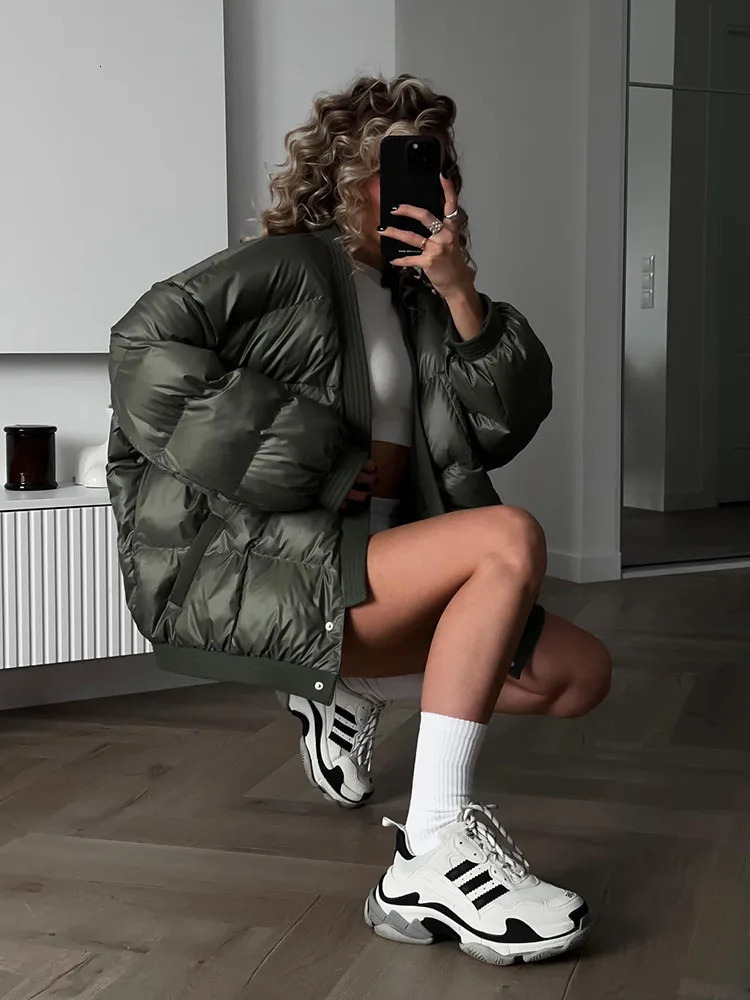 Womens clothing y2k autumn and winter V-neck bedding bread jacket womens jacket thick and warm jacket 241009