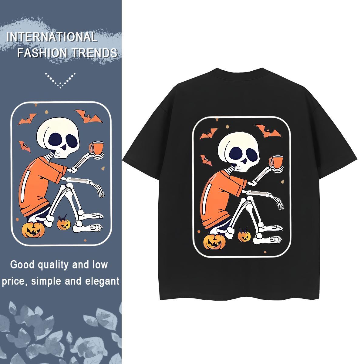 2024 Women T Shirts 230g Pure Cotton Breathable Short Sleeve Daily Wear pumpkin Women Tshirts Brand Anime Tees Shirts