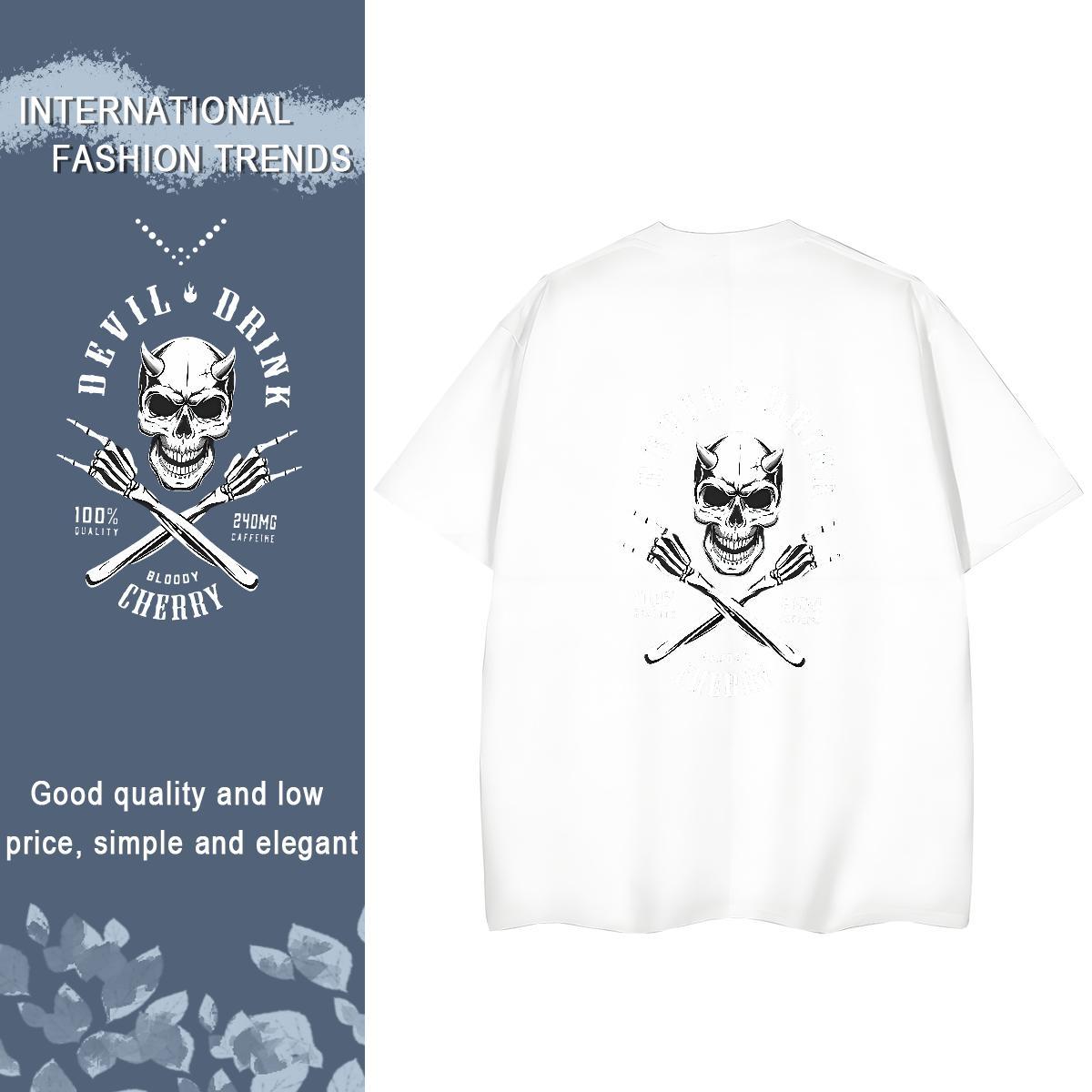 Factory Direct T-Shirts 230g Pure Cotton Short sleeve Soft Sport skull Women Tshirts Popular Black Oversized Tee Shirt