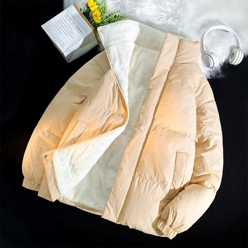 Green Puffer jacket mens winter jacket mens thick jacket street jacket solid color jacket fur lining 241011