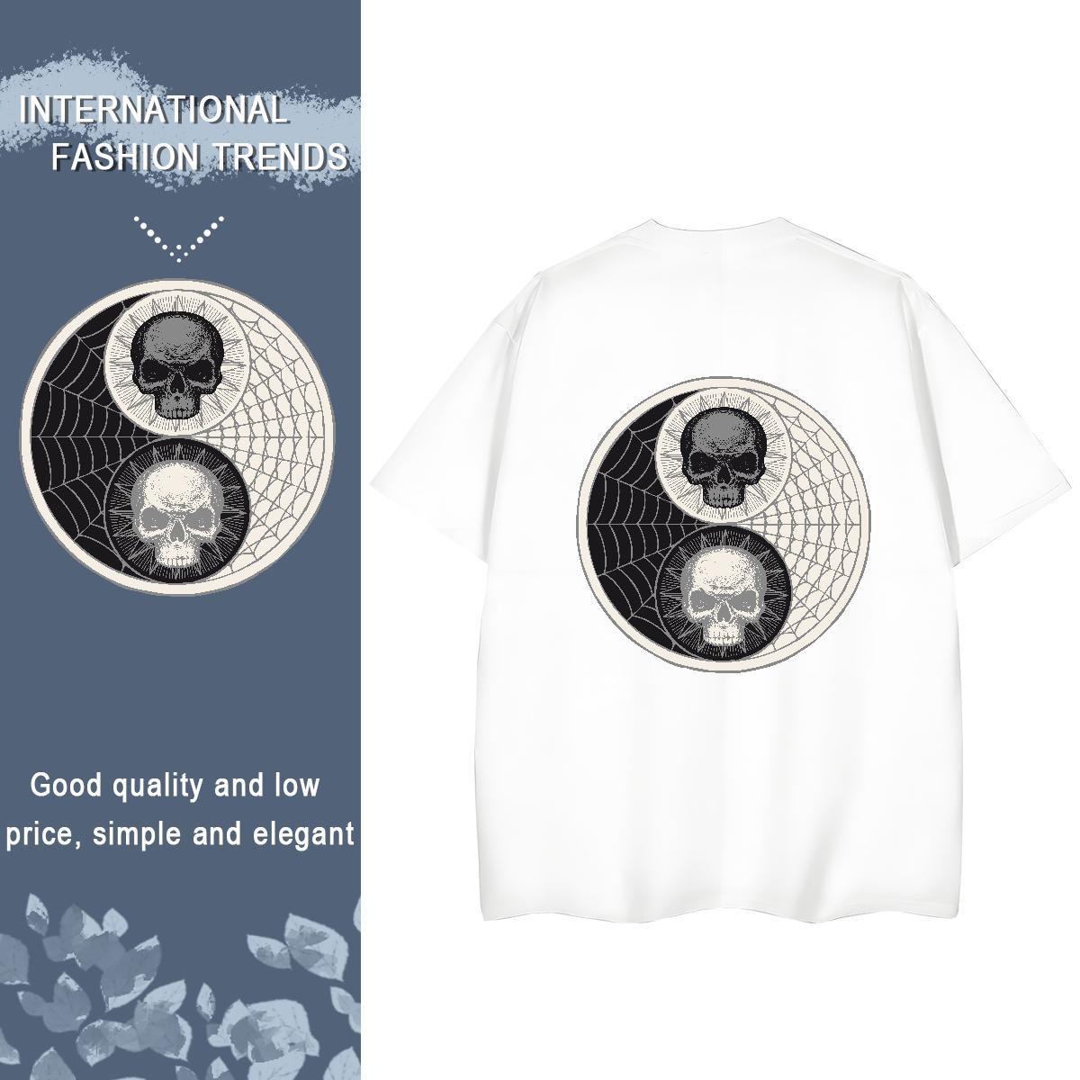 Factory Direct Womens T Shirts 230g Pure Cotton Breathable Soft Spring Summer skull Lady T shirt Loose fit Cartoon Floral Printing Clothings