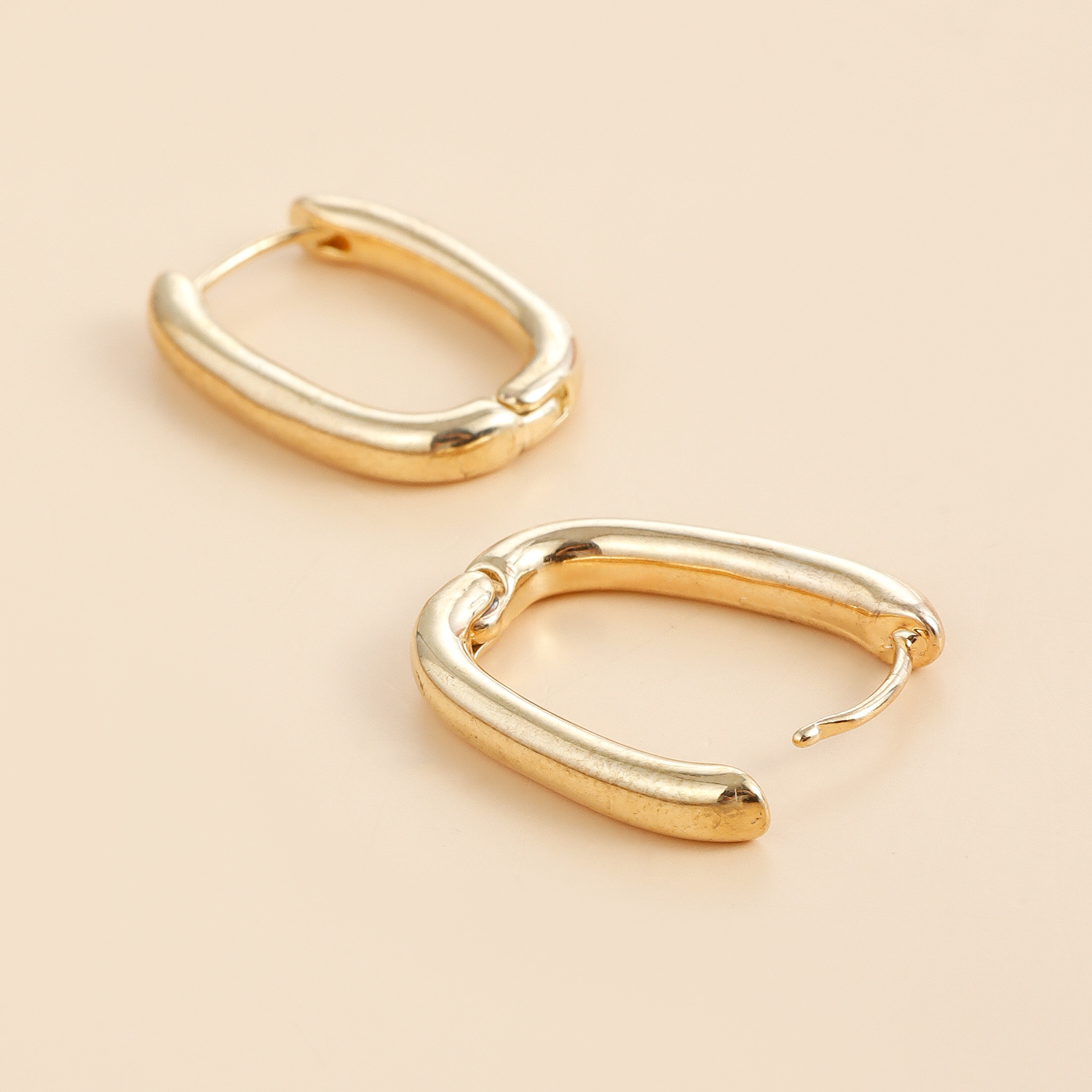 European Cross-Border Jewelry Unique Design U-Shaped Oval Earring for Vintage Chic Style Gold Plated Silver Color Stainless Steel Hoop Earrings Y2K 20