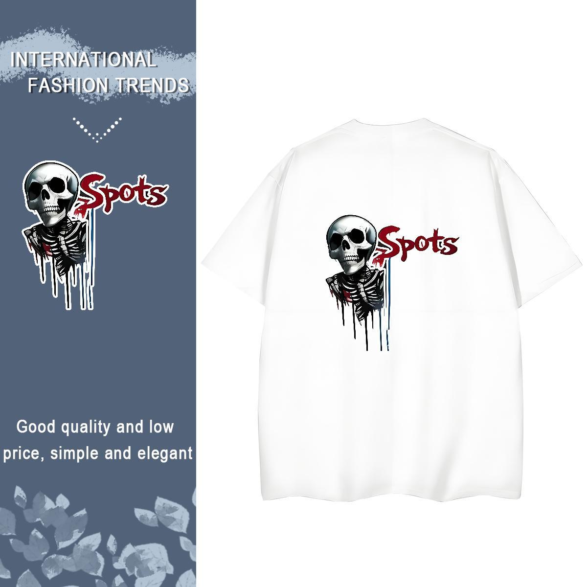 New Arrival T Shirts Women 100% Cotton 230g O Neck Short Sleeves Casual skull Women Tshirts Nice Black White Tee Shirt