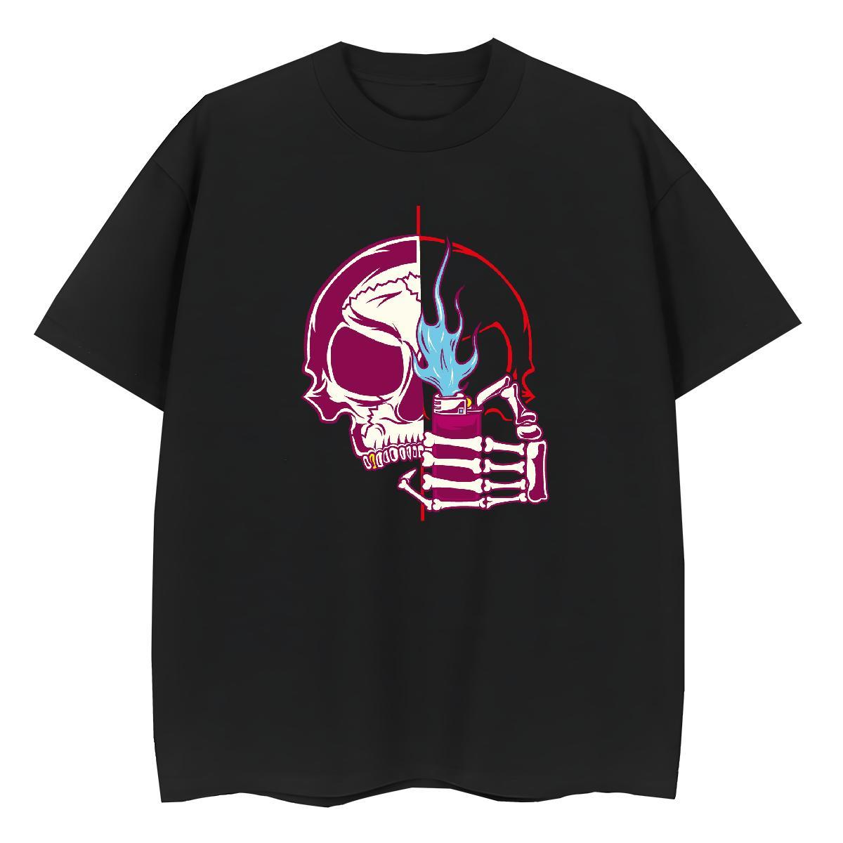 Factory Direct Womens T Shirts 230g Cotton O Neck Short Sleeves Beach skull Women Tees Lady Custom Print Oversized Tee Shirt