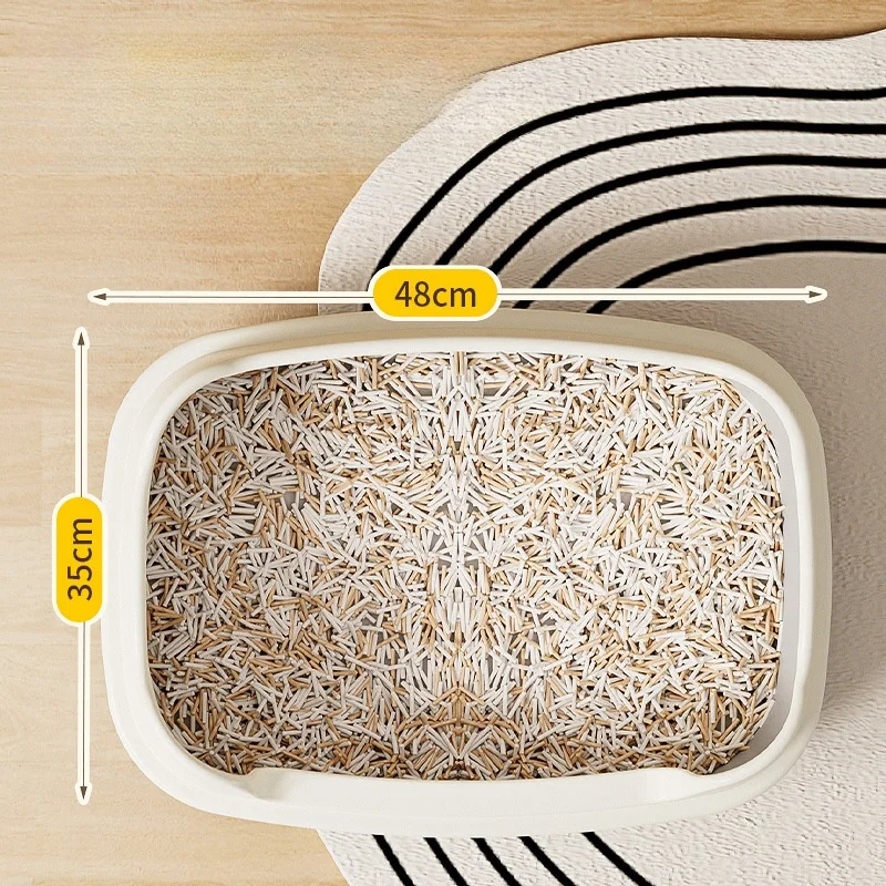 Extra-large Semi-enclosed Litter Box Spatter-proof Cat Toilet Large Kitten Cleaning Supplies Large Cat Poop Bowl Pet Supplies