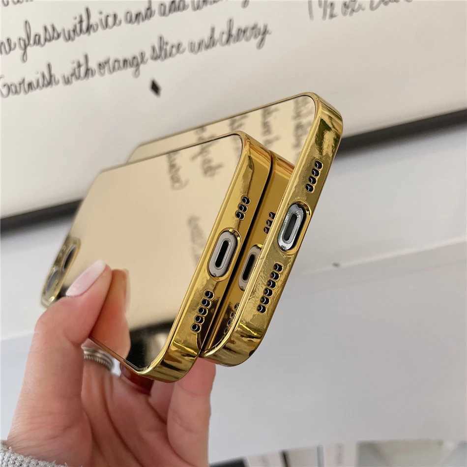 New Arrival Deluxe gold and silver plated mirror ordinary phone case suitable for iPhone 16 15 13 11 Pro XS Max Plus back cover Coques Z241012